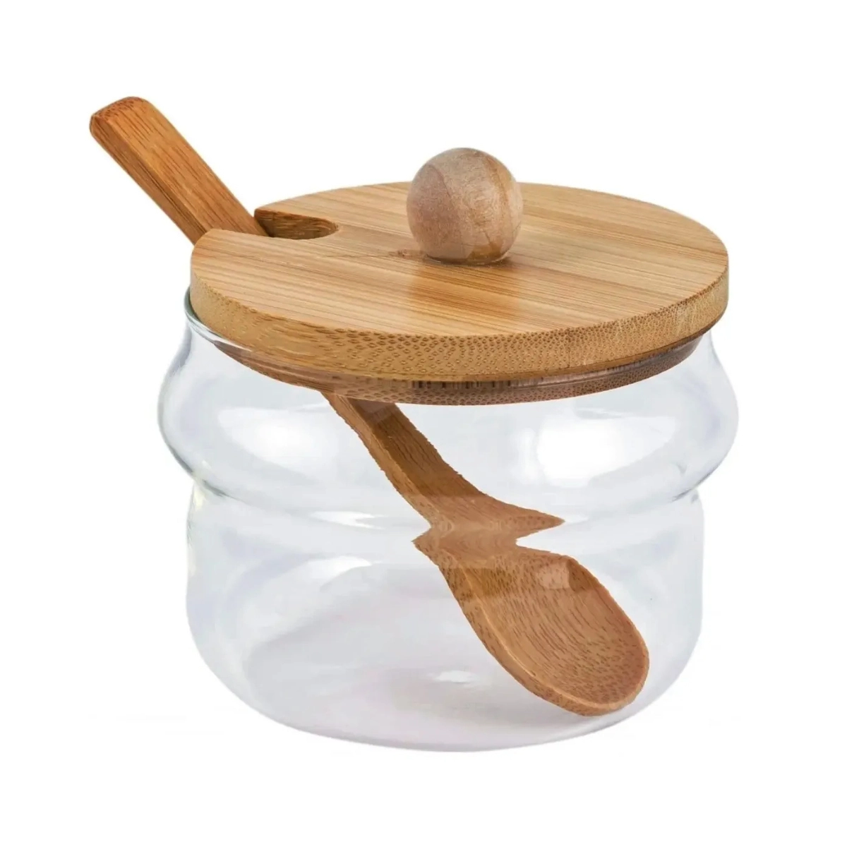 AÇUCAREIRO DE VIDRO TAMPA E COLHER BAMBU 250ML MIMO STYLE
