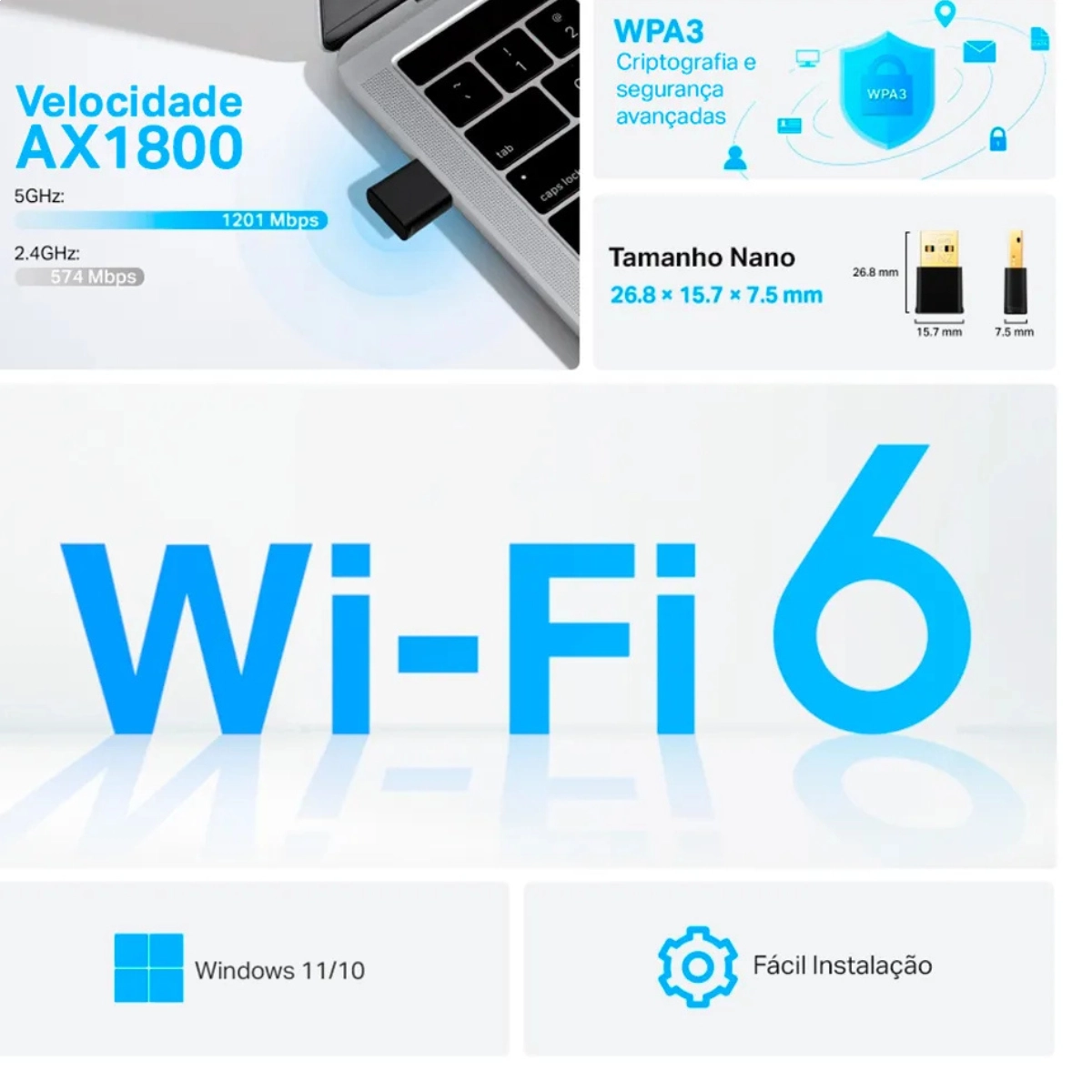 ADAPTADOR WIFI 6 WIRELESS ARCHER TX20U USB DAUAL BAND TPLINK ADAPTADOR WIFI 6 WIRELESS ARCHER TX20U USB DAUAL BAND TPLINK