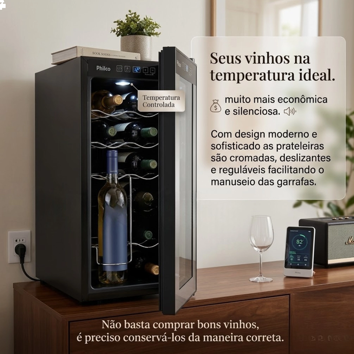 ADEGA CLIMATIZADA PHILCO PAD12E DISPLAY PRETO DIGITAL 12 GARRAFAS BIVOLT ADEGA CLIMATIZADA PHILCO PAD12E DISPLAY PRETO DIGITAL 12 GARRAFAS BIVOLT
