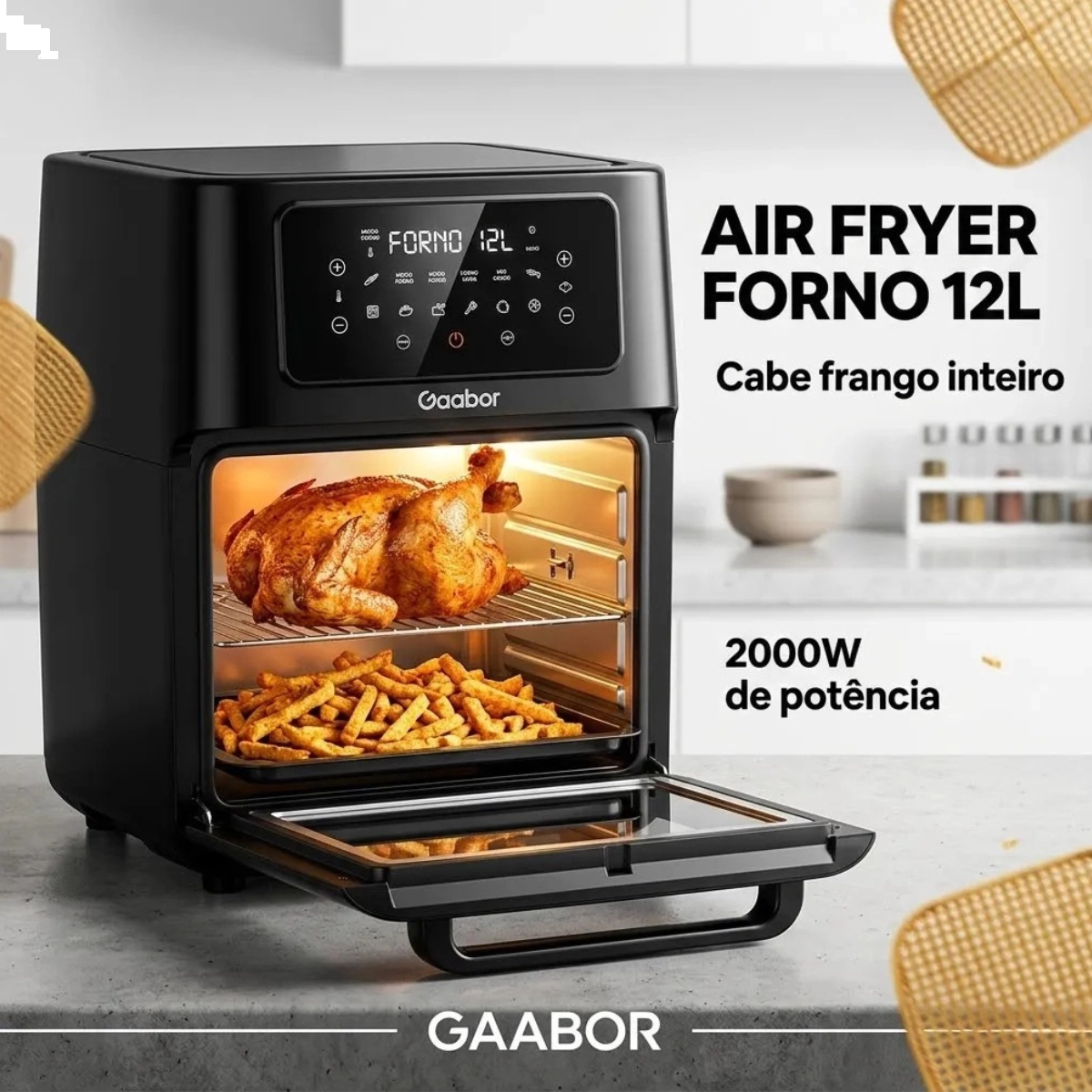 AIR FRYER GAABOR 12L DIGITAL 2000W PRETO PAINEL TOUCH 127V AIR FRYER GAABOR 12L DIGITAL 2000W PRETO PAINEL TOUCH 127V