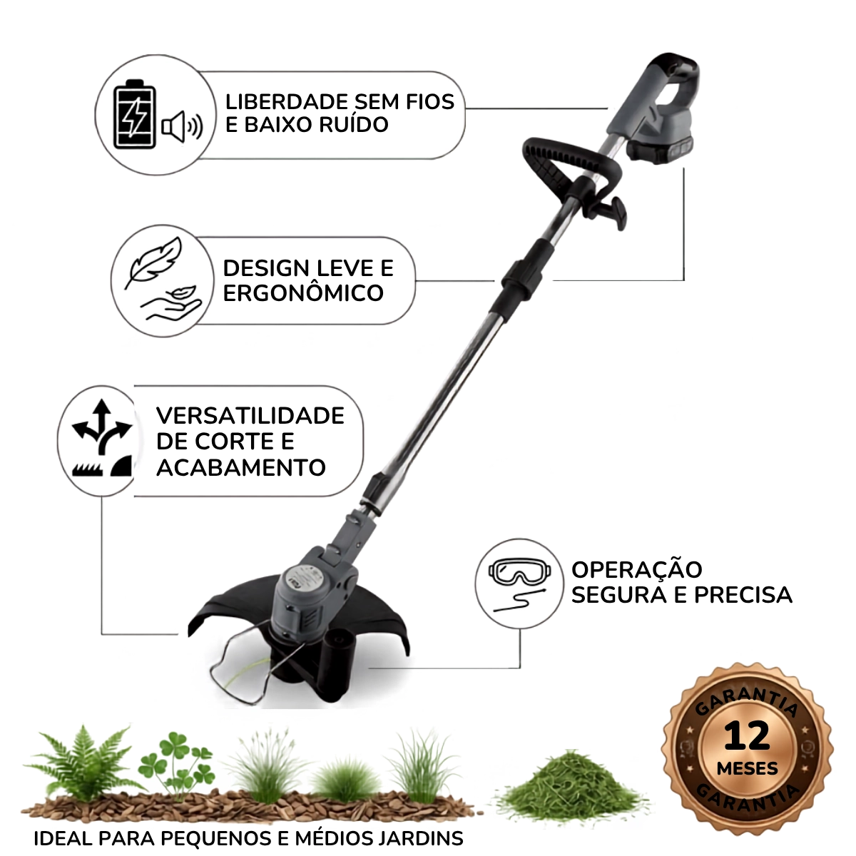 APARADOR DE GRAMA A BATERIA 2,0AH 21V RAZI