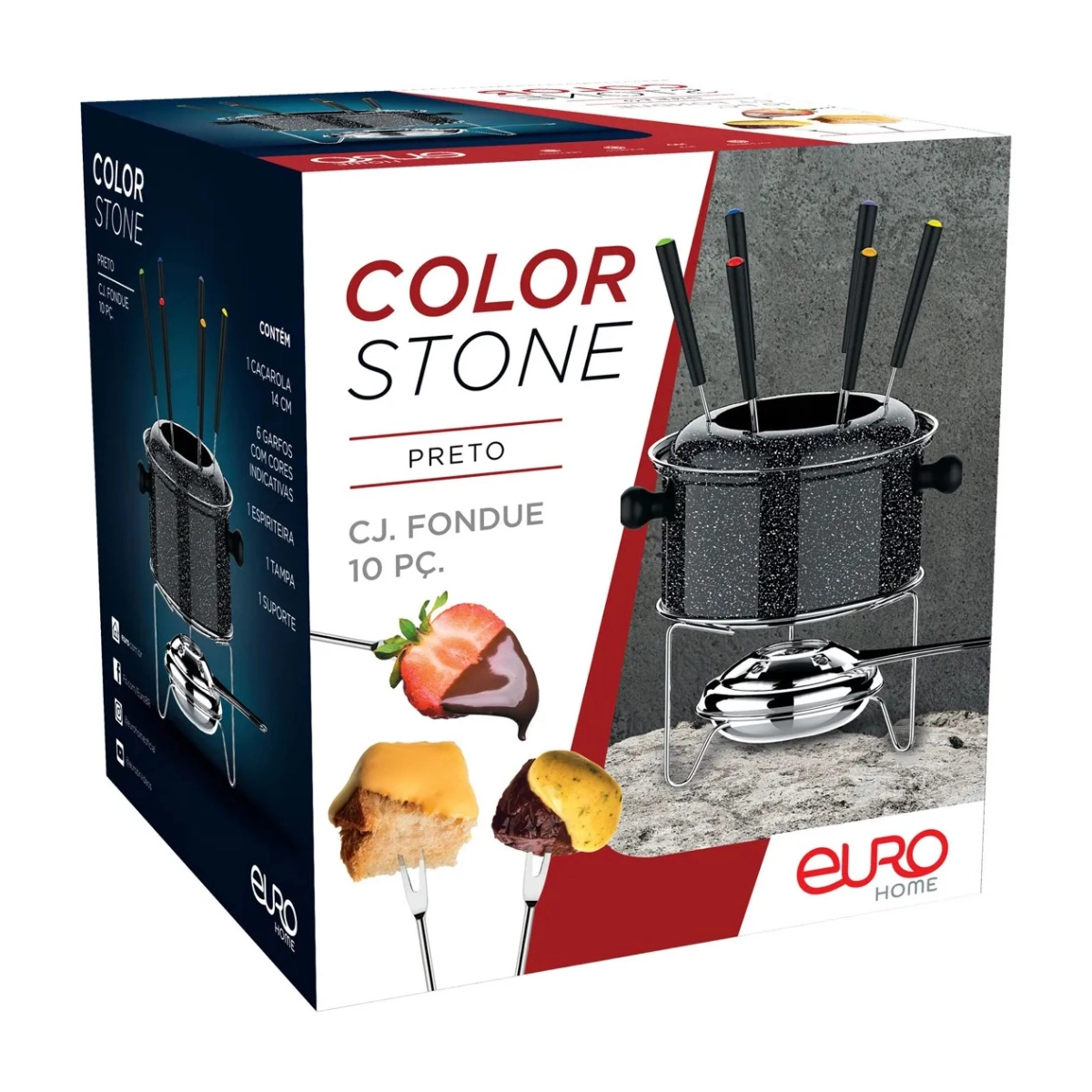 APARELHO FONDUE COLORSTONE ANTIADERENTE 10 PEÇAS 6 PESSOAS PRETA APARELHO FONDUE COLORSTONE ANTIADERENTE 10 PEÇAS 6 PESSOAS PRETA