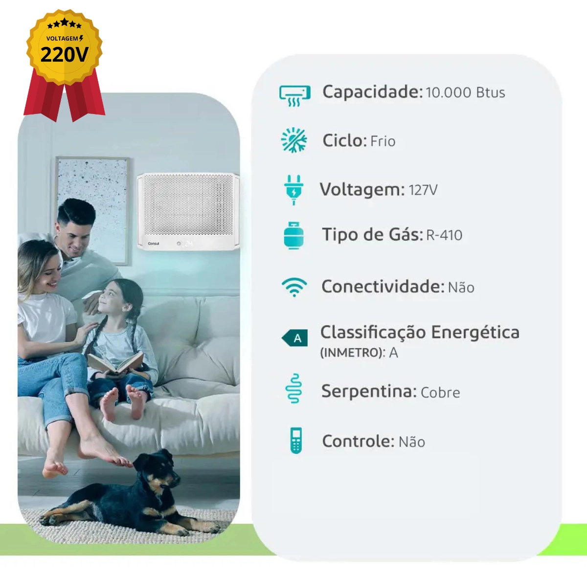 AR CONDICIONADO DE JANELA CONSUL 10000 BTU BRANCO R-410A 127V