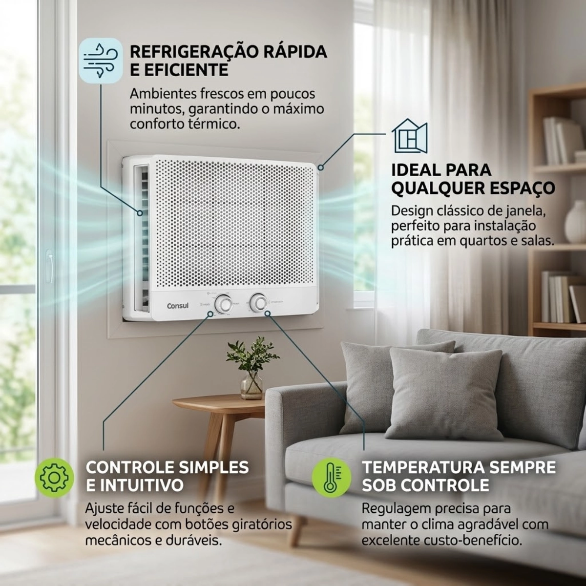 AR CONDICIONADO JANELA 7500BTUS CONSUL FRIO MODERNO 127V AR CONDICIONADO JANELA 7500BTUS CONSUL FRIO MODERNO 127V