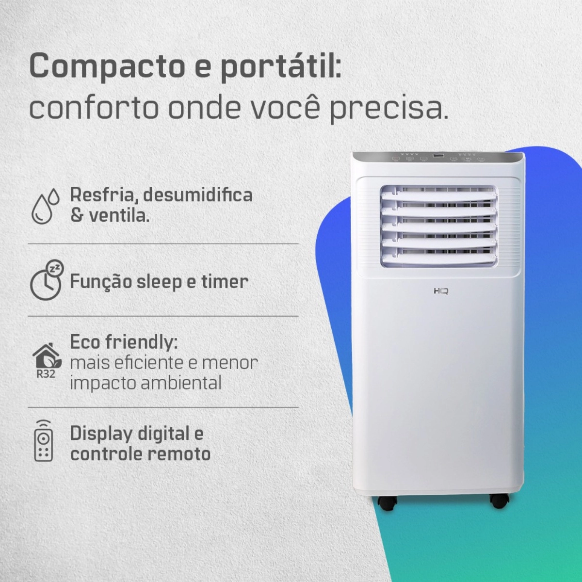 AR CONDICIONADO PORTÁTIL HQ 8.500 BTU FRIO 127V BRANCO AR CONDICIONADO PORTÁTIL HQ 8.500 BTU FRIO 127V BRANCO