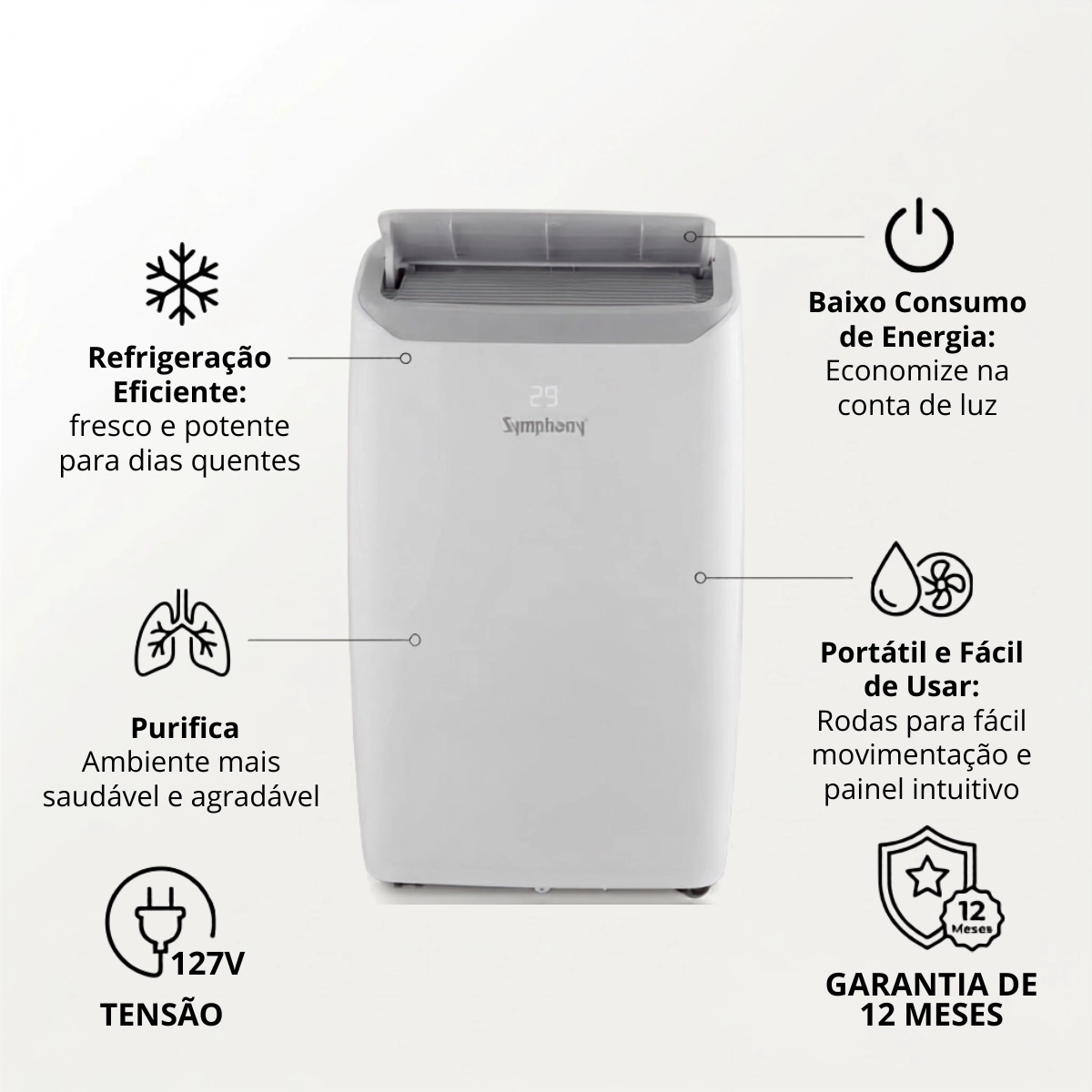 AR CONDICIONADO PORTÁTIL QUENTE E FRIO 12000 BTUS 127V SYMPHONY OPTIMA AR CONDICIONADO PORTÁTIL QUENTE E FRIO 12000 BTUS 127V SYMPHONY OPTIMA