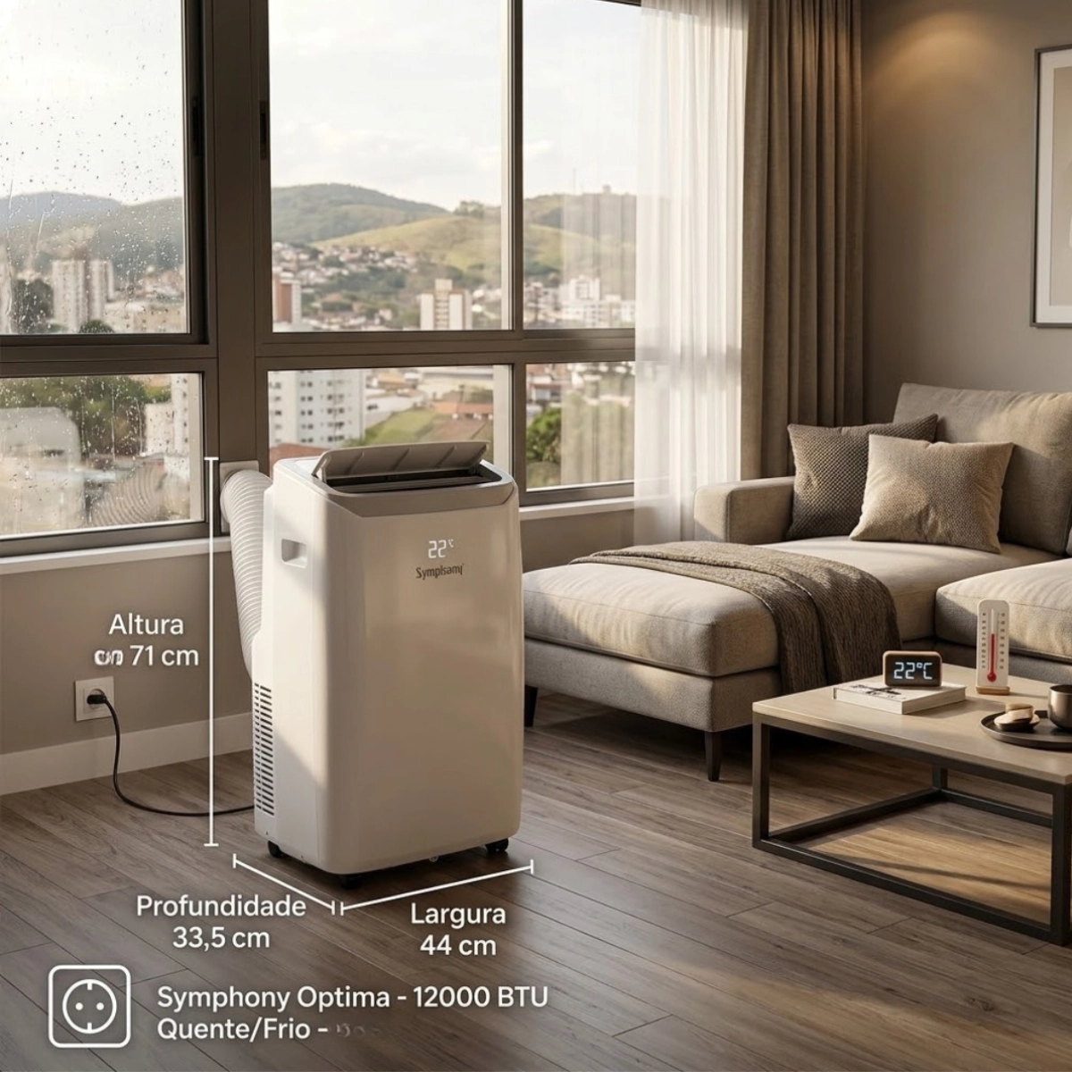 AR CONDICIONADO PORTÁTIL QUENTE E FRIO 12000 BTUS 220V SYMPHONY OPTIMA