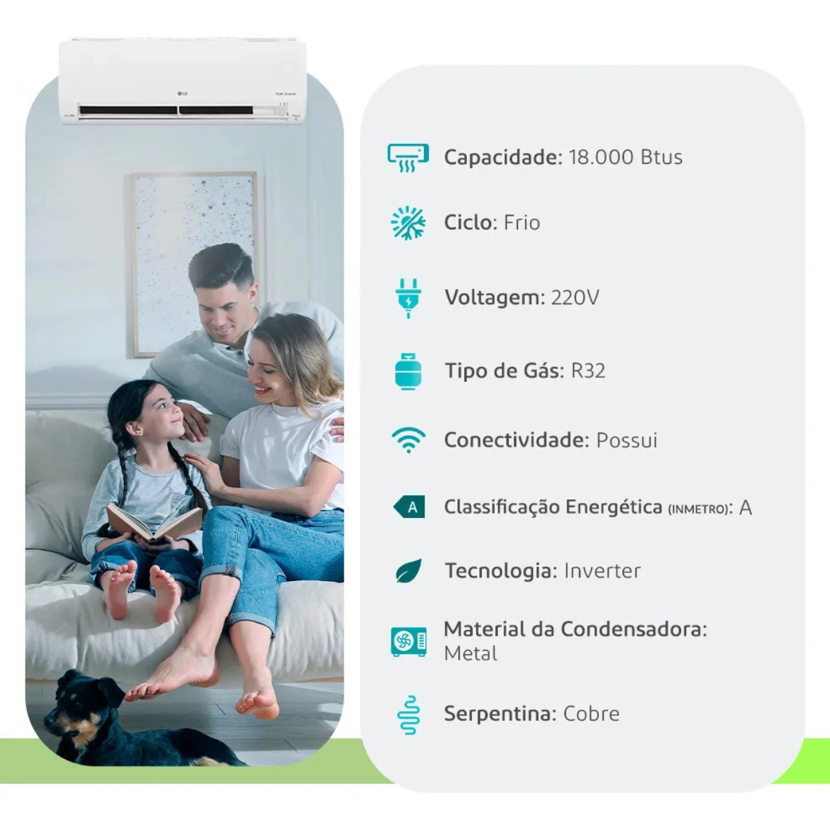AR CONDICIONADO SPLIT LG DUAL VOICE 18000 BTUS FRIO 220V WIFI AR CONDICIONADO SPLIT LG DUAL VOICE 18000 BTUS FRIO 220V WIFI