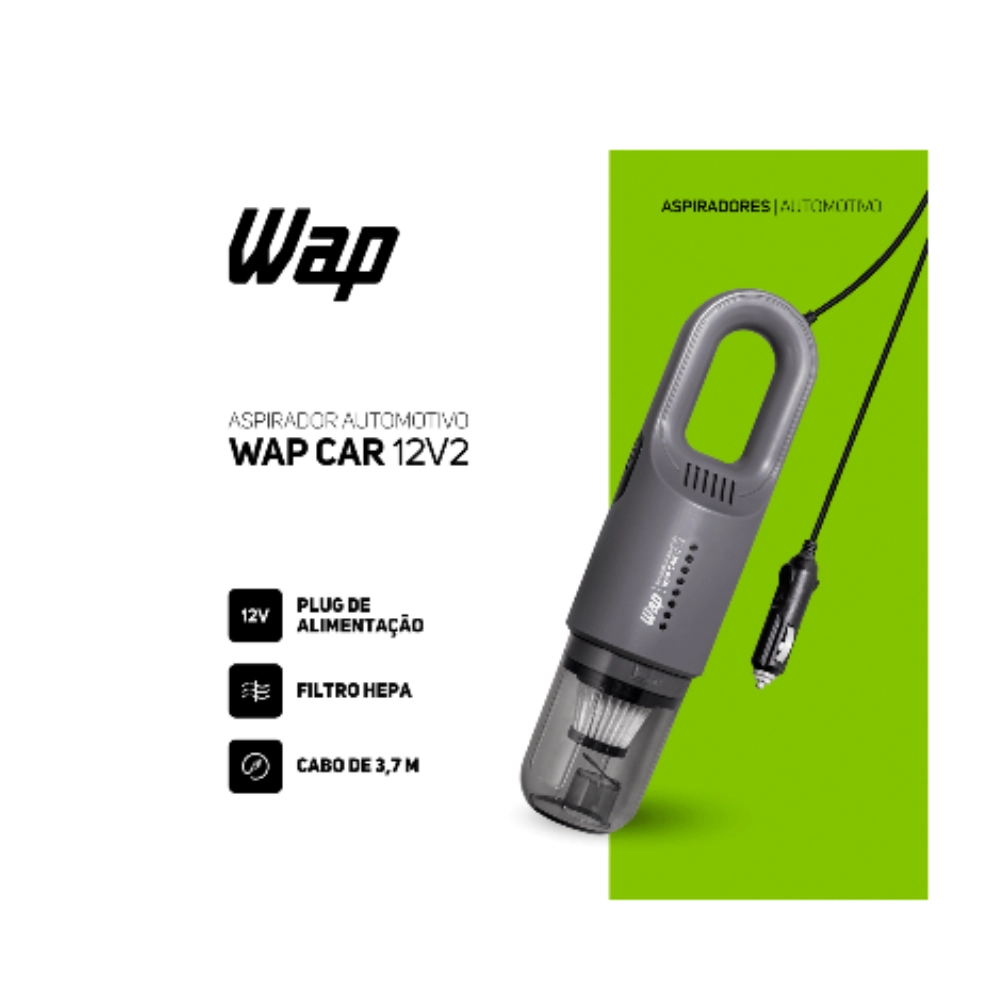 Aspirador Automotivo Portátil 12v Wap Car 12v2 com Filtro Hepa e Cabo de 3,7m