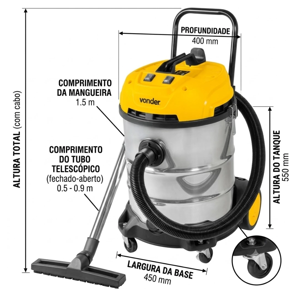 ASPIRADOR DE PÓ E LÍQUIDOS 2400W 60L APV2460 VONDER 220V ASPIRADOR DE PÓ E LÍQUIDOS 2400W 60L APV2460 VONDER 220V
