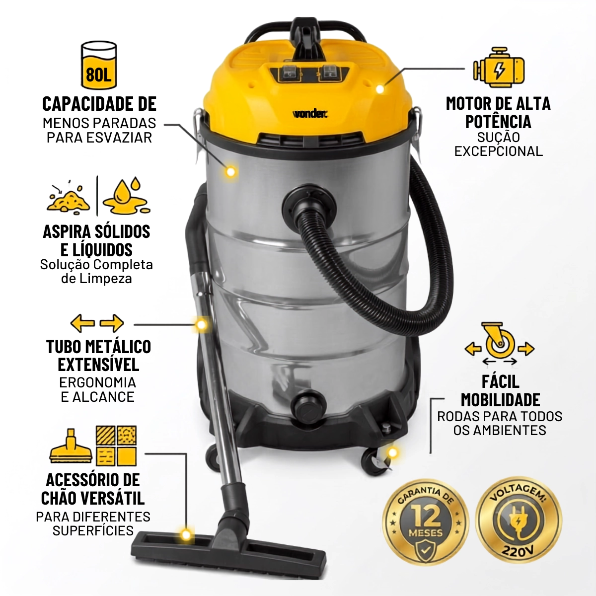 ASPIRADOR DE PÓ E LÍQUIDOS 2400W 80L APV2480 VONDER 220V ASPIRADOR DE PÓ E LÍQUIDOS 2400W 80L APV2480 VONDER 220V