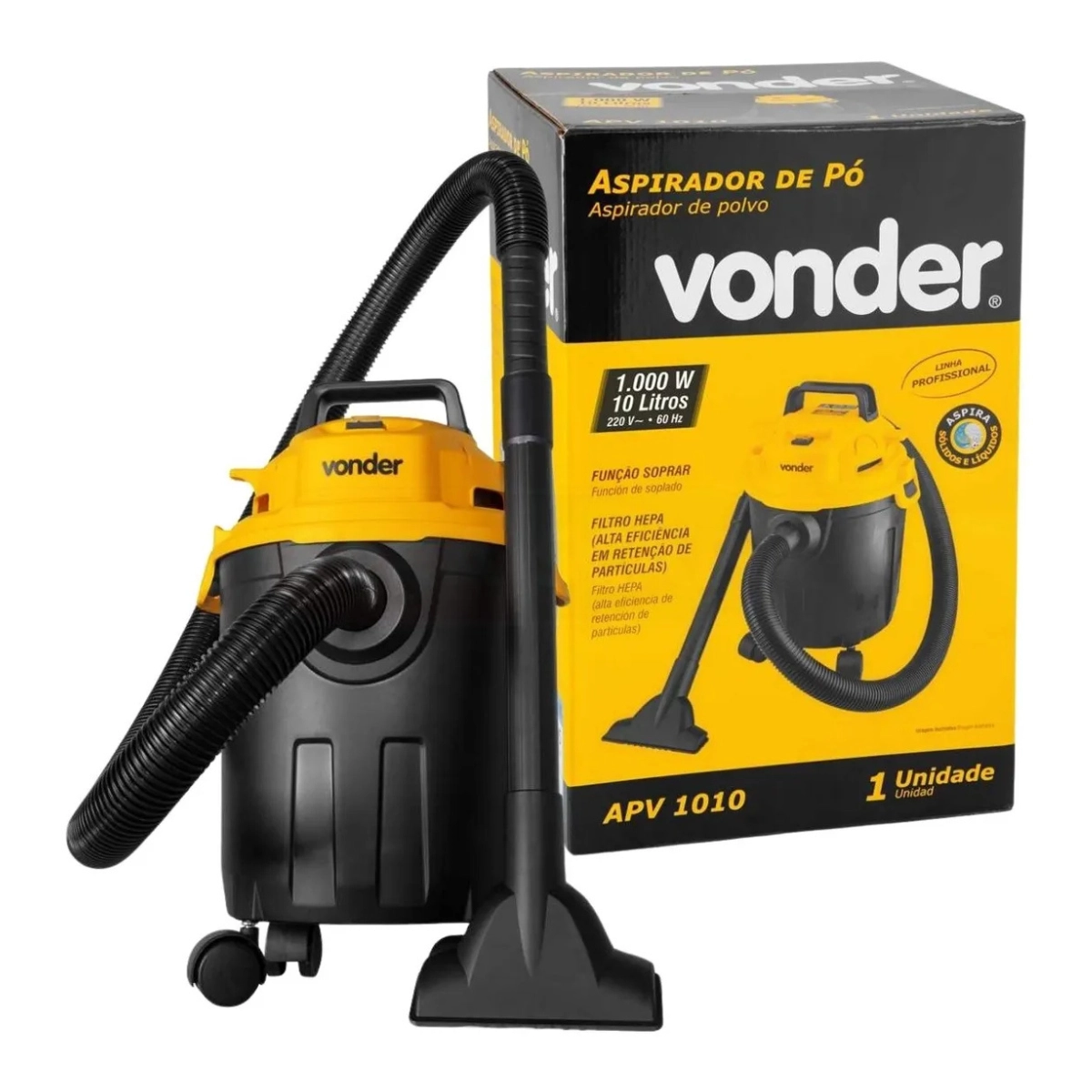 ASPIRADOR DE PÓ PROFISSIONAL 10L 1000W APV1010 VONDER 220V