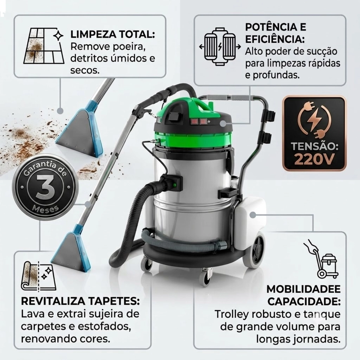 ASPIRADOR EXTRATOR DE PÓ E LÍQUIDOS 62L 2400W EA262 IPC BRASIL ASPIRADOR EXTRATOR DE PÓ E LÍQUIDOS 62L 2400W EA262 IPC BRASIL