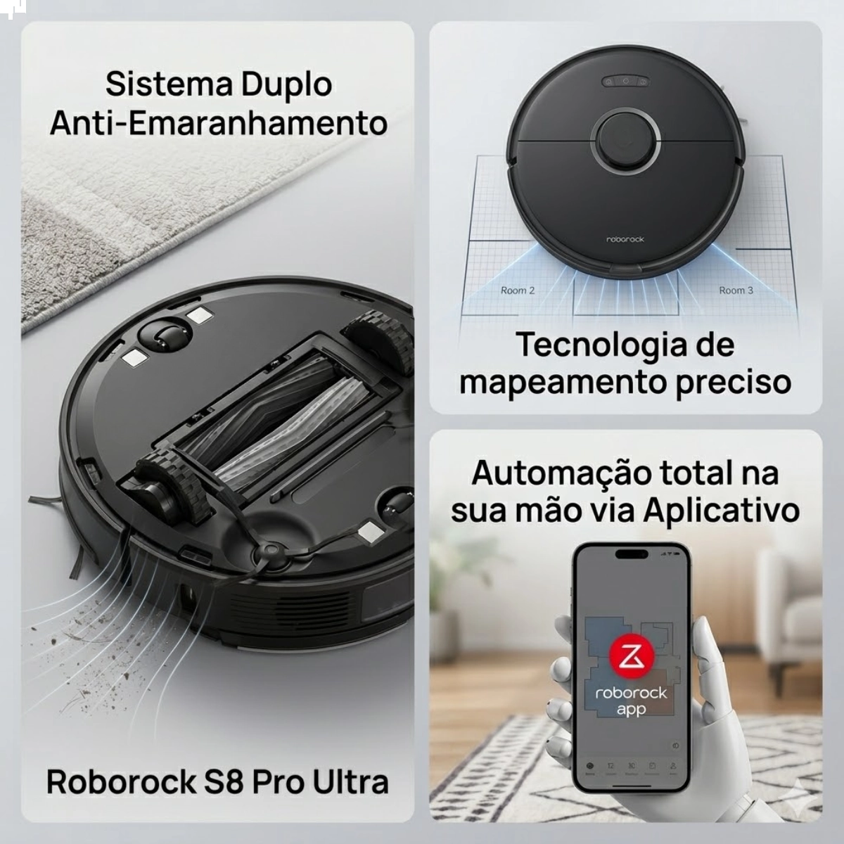 Aspirador Robo Qr598 127v Pt com Sensor Antiqueda e Mop Duplo