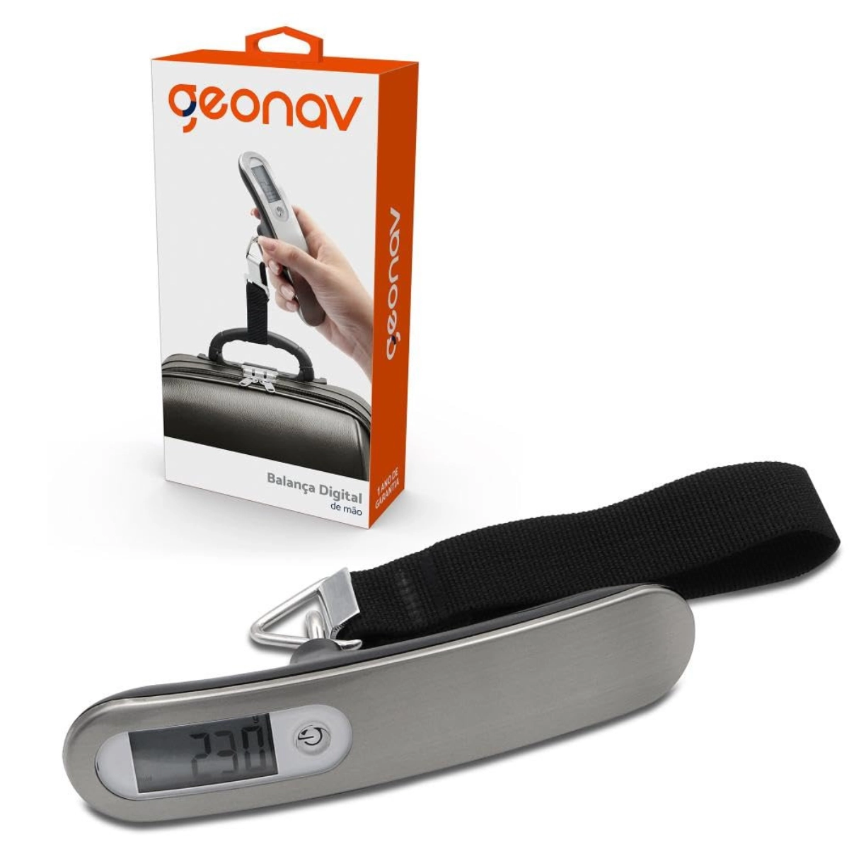 BALANCA DIGITAL PORTATIL DE VIAGEM GEONAV 50KG PRETA E PRATA BALANCA DIGITAL PORTATIL DE VIAGEM GEONAV 50KG PRETA E PRATA