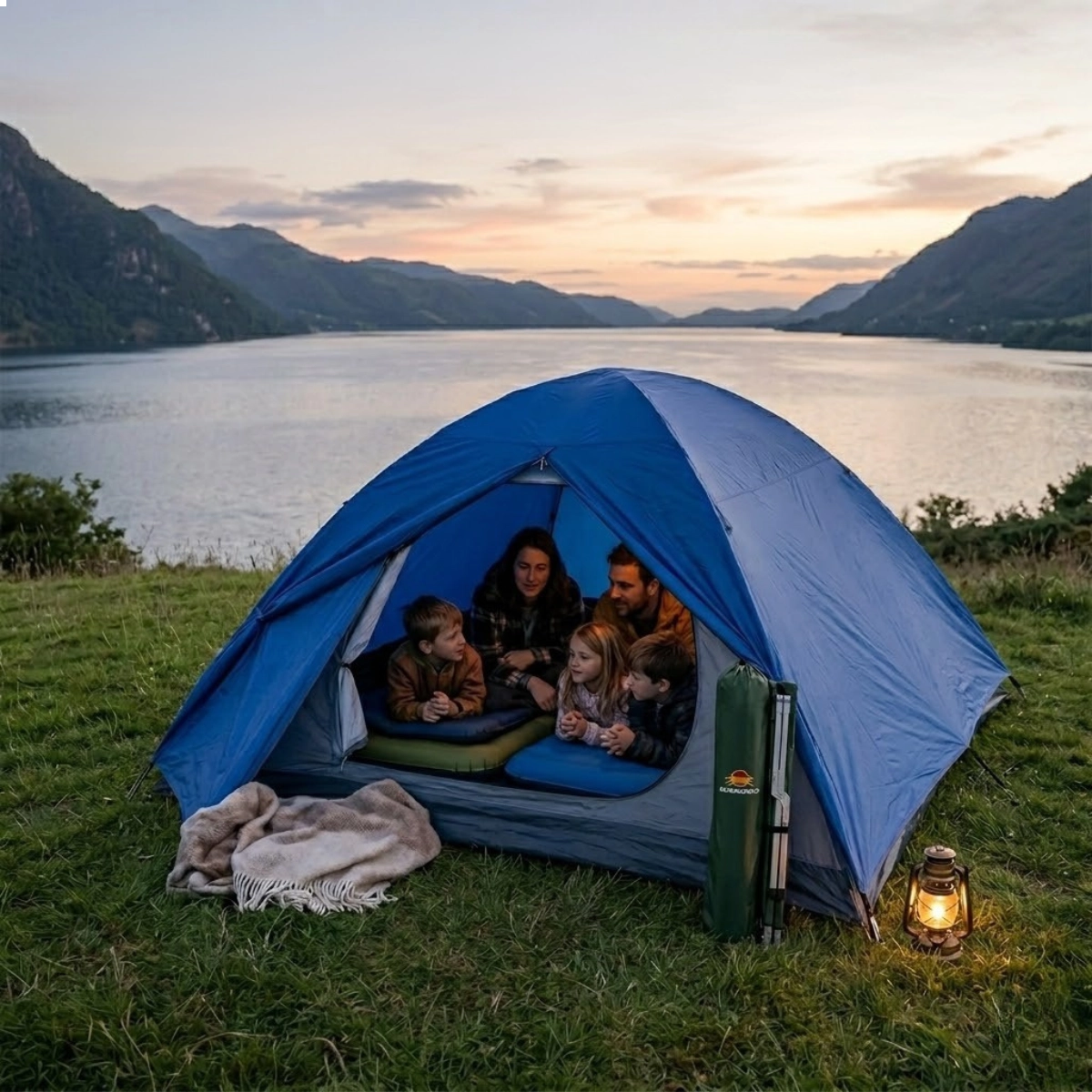 BARRACA DE ACAMPAMENTO FOX NAUTIKA 6 PESSOAS AZUL 1800MM IMPERMEÁVEL COM TELA MOSQUITEIRO
