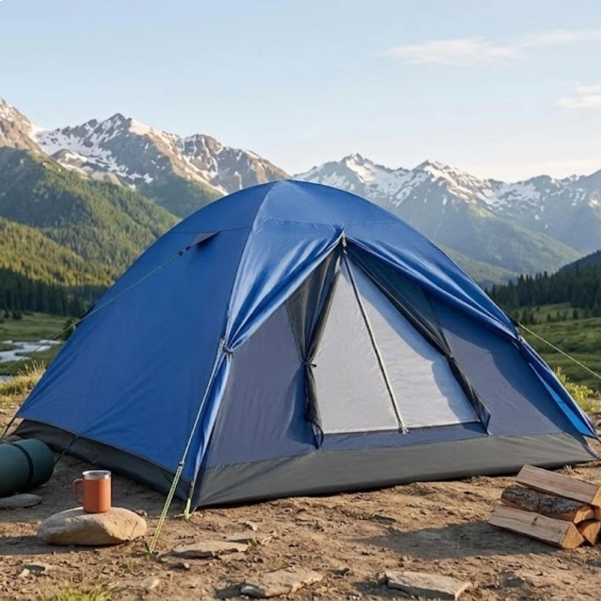 BARRACA DE CAMPING NAUTIKA FOX PARA 4 PESSOAS COM TECIDO IMPERMEAVEL AZUL BARRACA DE CAMPING NAUTIKA FOX PARA 4 PESSOAS COM TECIDO IMPERMEAVEL AZUL