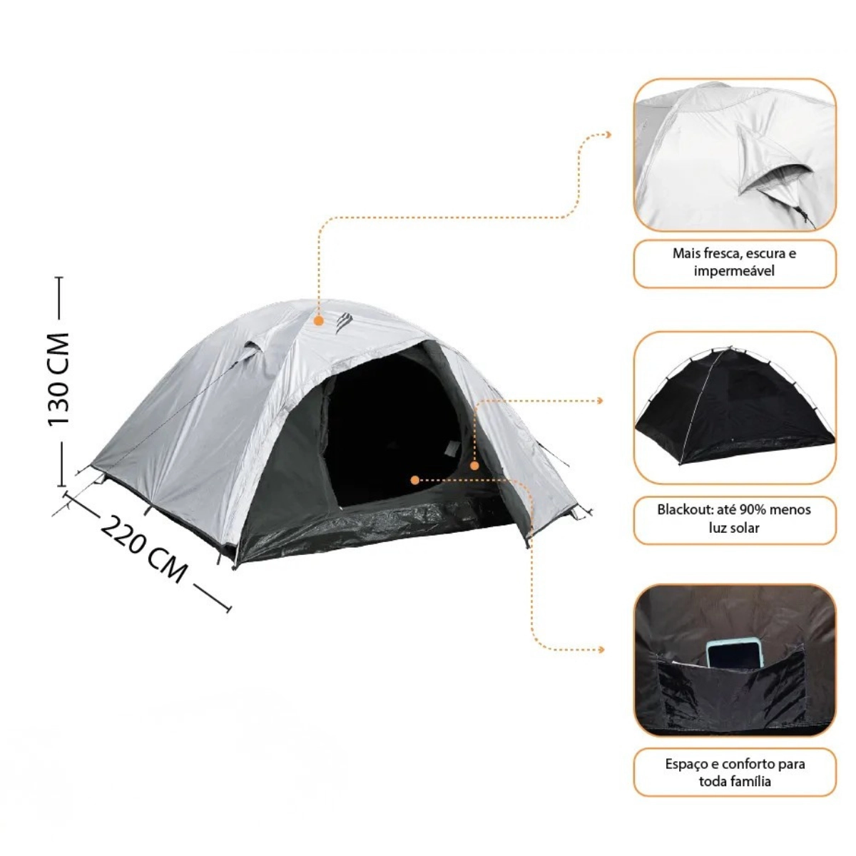 BARRACA DE CAMPING ONIX BLACKOUT PARA 4 PESSOAS - NAUTIKA