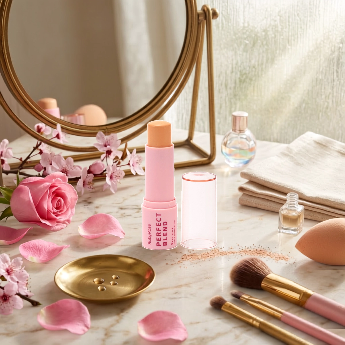 BASE STICK RUBY ROSE PERFECT BLEND EM BASTÃO CREMOSA TOM FS30