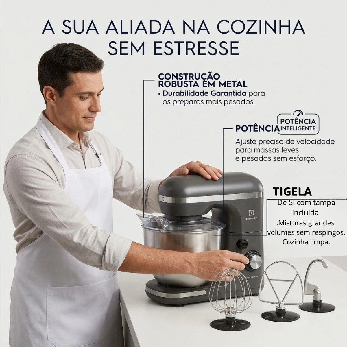 BATEDEIRA PLANETARIA ELECTROLUX BLACK GRANITE 5L 127V 750W AÇO INOX 12 VELOCIDADES