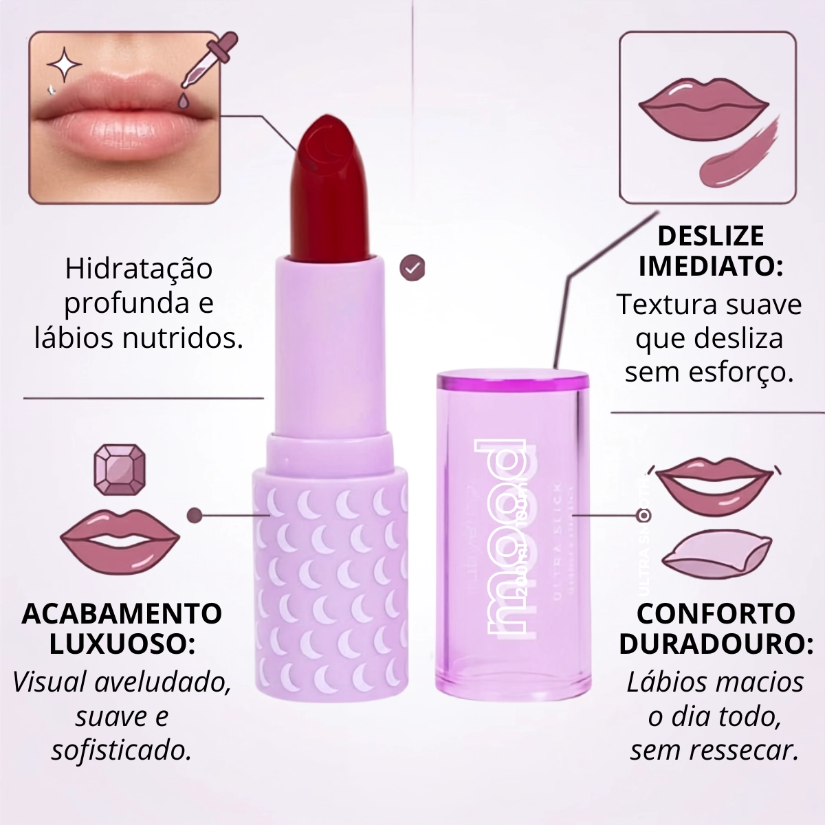 BATOM CREMOSO RUBY ROSE MOOD ULTRA SLICK GIRLY HB70016 BATOM CREMOSO RUBY ROSE MOOD ULTRA SLICK GIRLY HB70016
