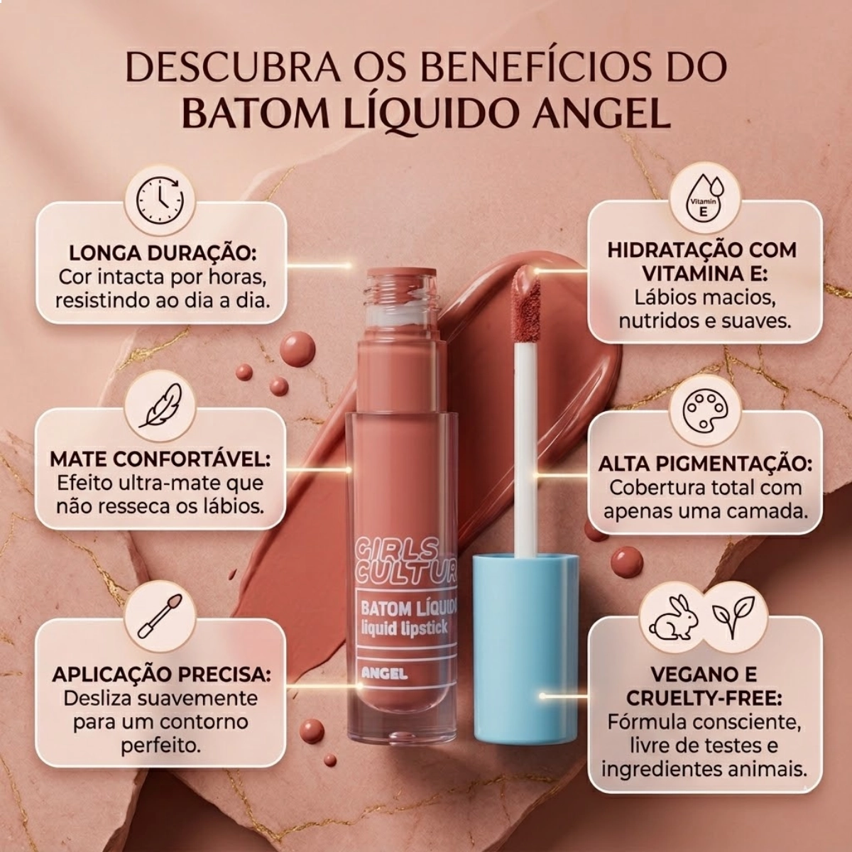 BATOM LÍQUIDO MATTE GIRLS CULTURE ANGEL POPSTAR RUBY ROSE
