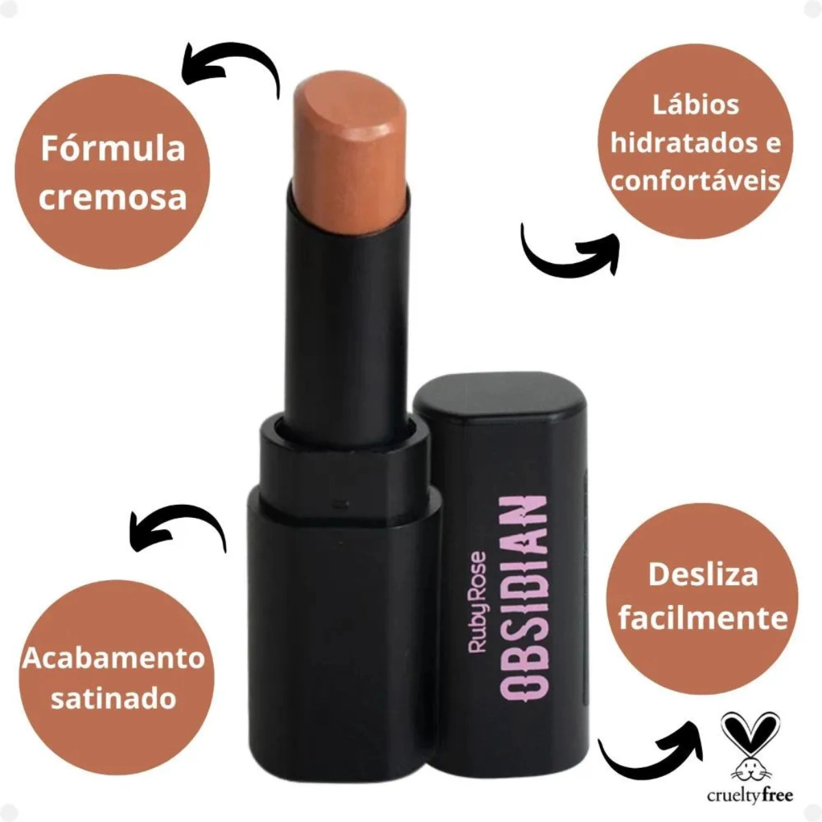 BATOM LABIAL LIPSTICK CREAM SATIN OCS05 OBSIDIAN HB70005 RUBY ROSE
