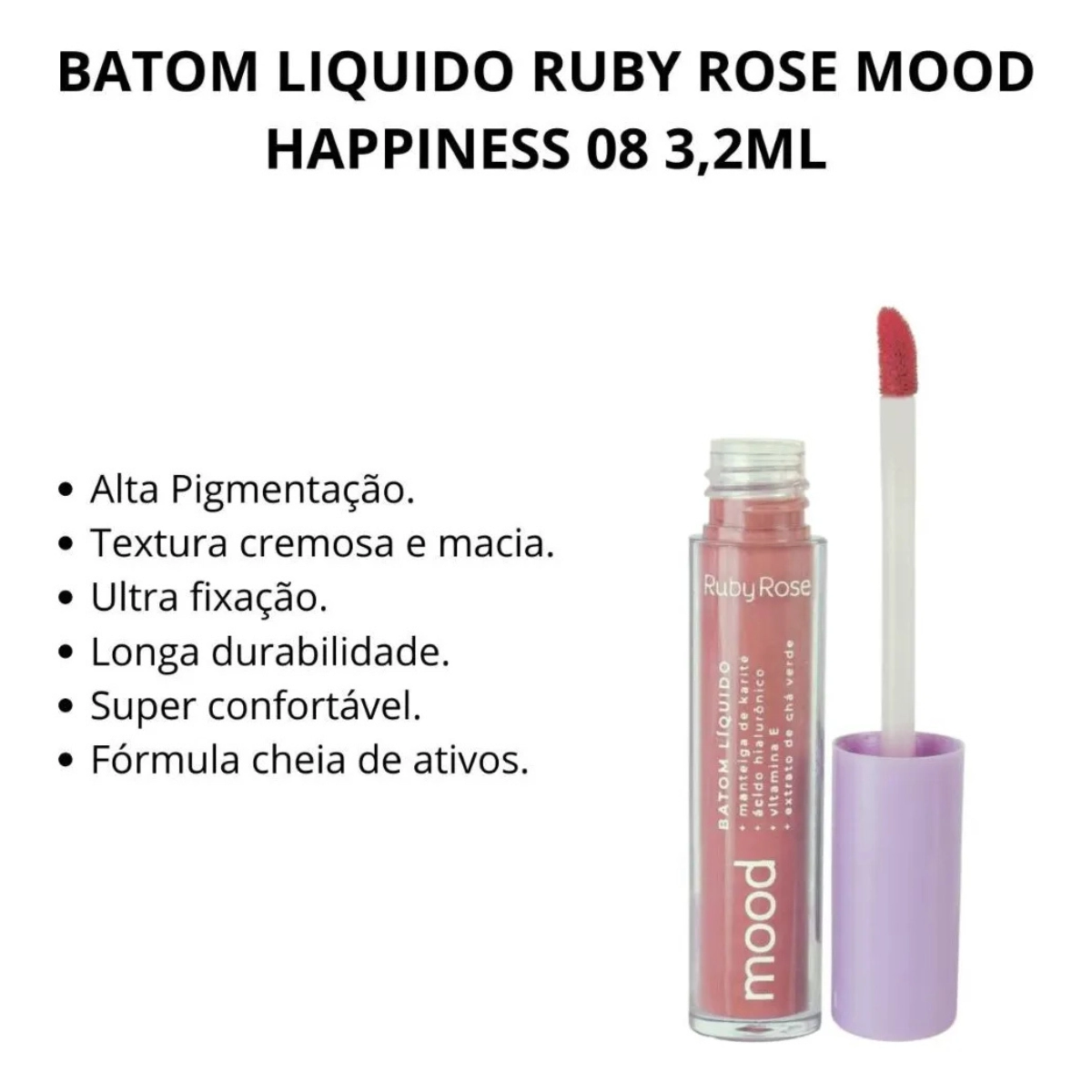 BATOM LABIAL LIQUIDO MOOD B566S8 3,2ML HAPPINESS RUBY ROSE
