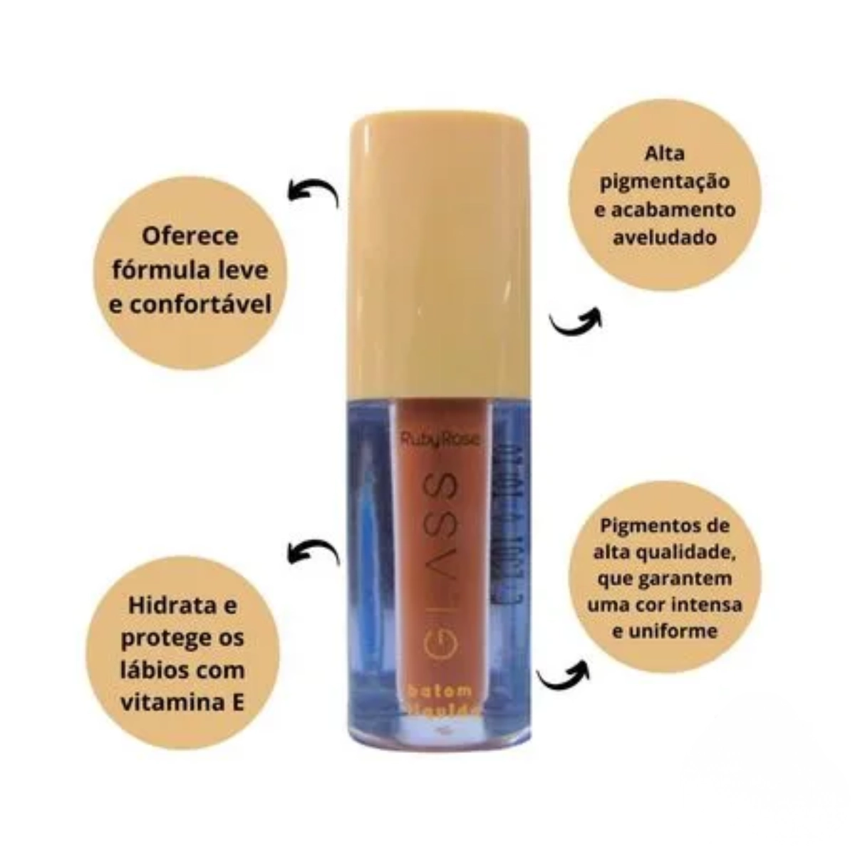 BATOM LABIAL LIQUIDO VELVETY BG01 GLASS HB5781 RUBY ROSE