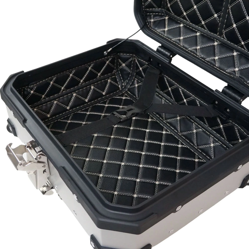 Bau de Moto Traseiro 35 Litros Universal Aliminio Anti-roubo Prata