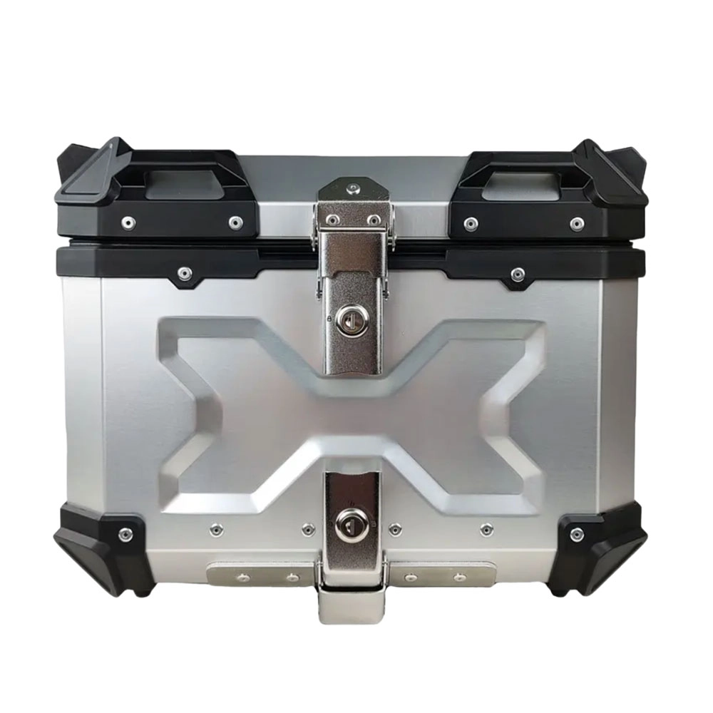 Bau de Moto Traseiro 55 Litros Universal Aluminio Anti-roubo Prata