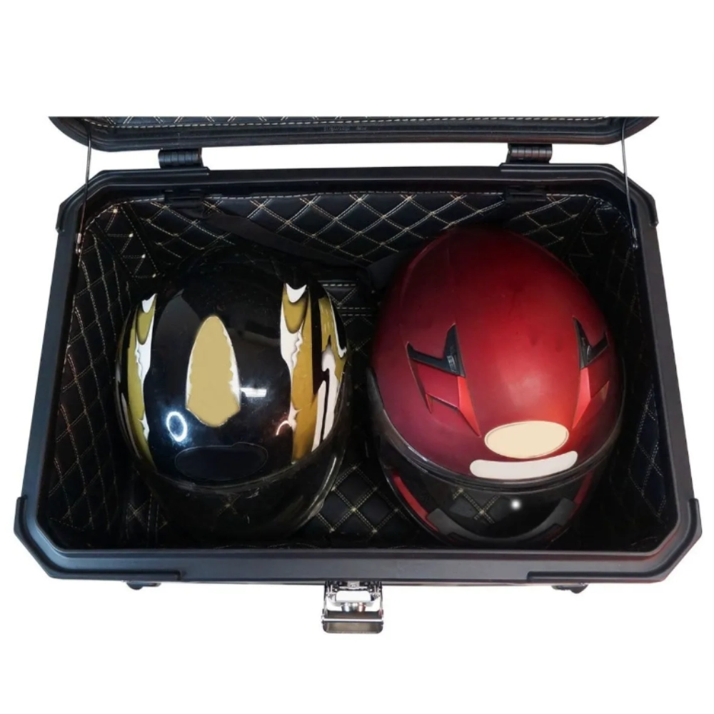 BAU TRASEIRO DE MOTO ALUMINIO 60 L T-X TRONOS BRANCO E PRETO