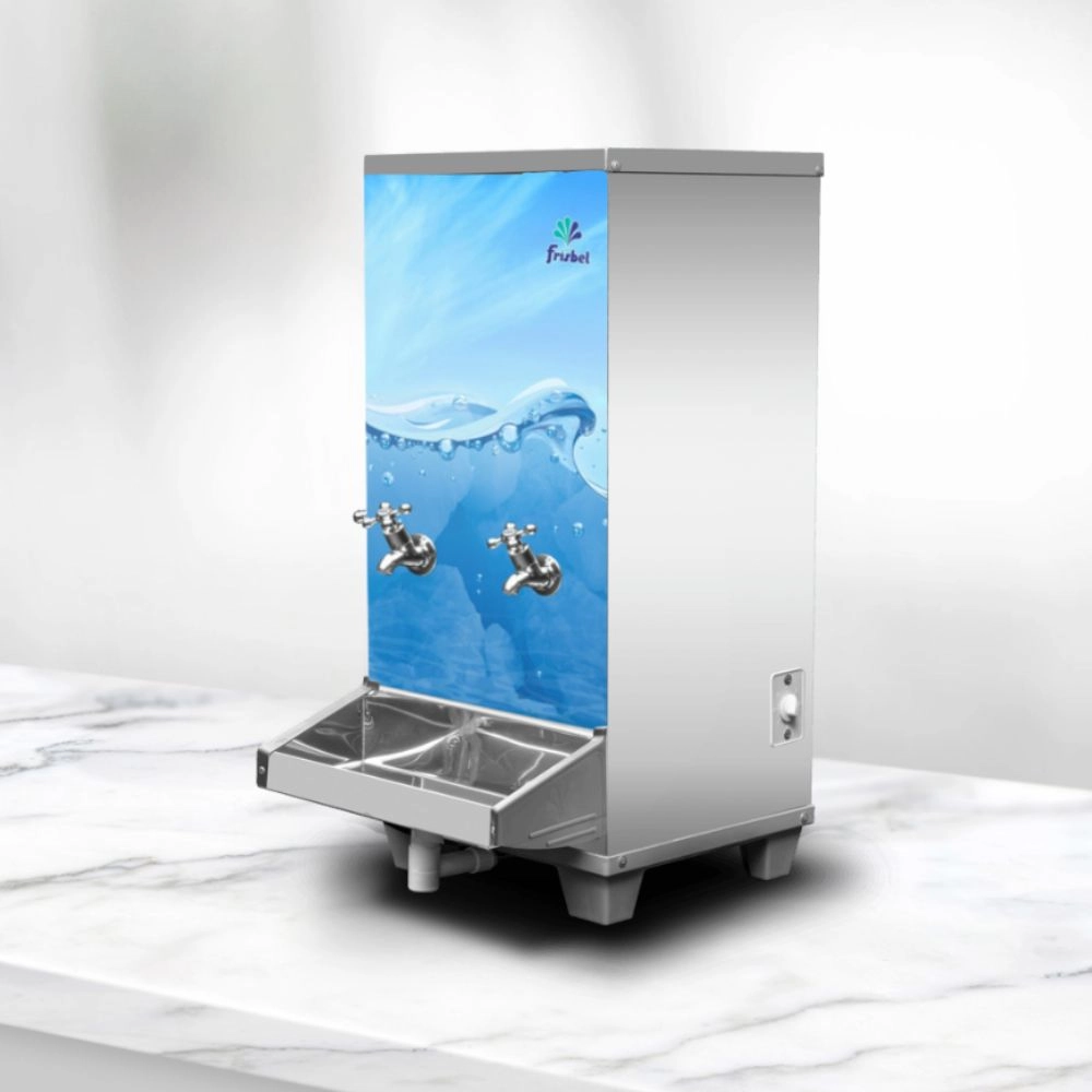 BEBEDOURO DE AGUA 25L DE BANCADA ADESIVADO INOX 2 TORNEIRAS 220 VOLTS 