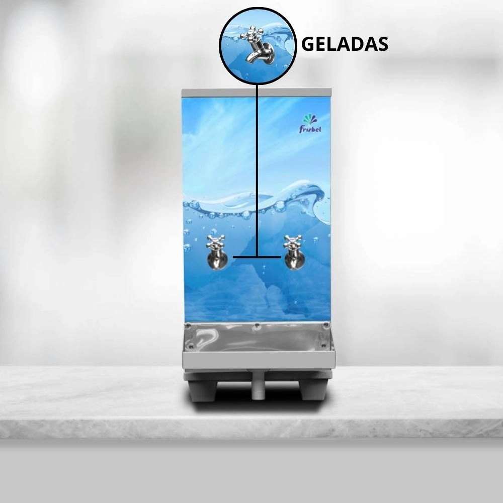 BEBEDOURO DE AGUA 25L DE BANCADA ADESIVADO INOX 2 TORNEIRAS 220 VOLTS 