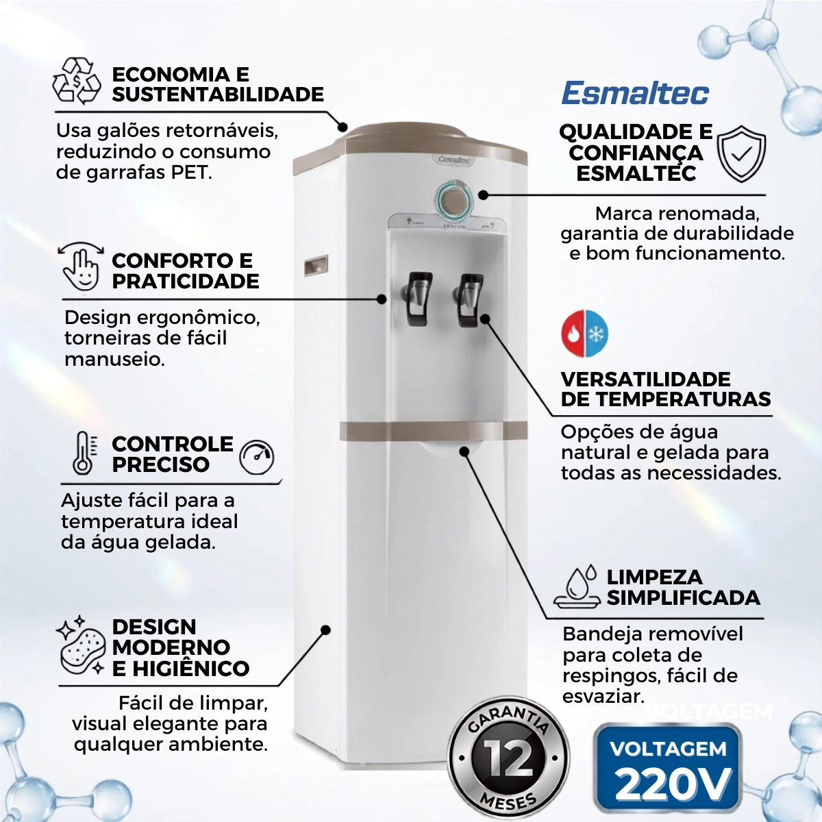 BEBEDOURO DE AGUA ESMALTEC COLUNA EGC35B GELADA E NATURAL 220V BEBEDOURO DE AGUA ESMALTEC COLUNA EGC35B GELADA E NATURAL 220V