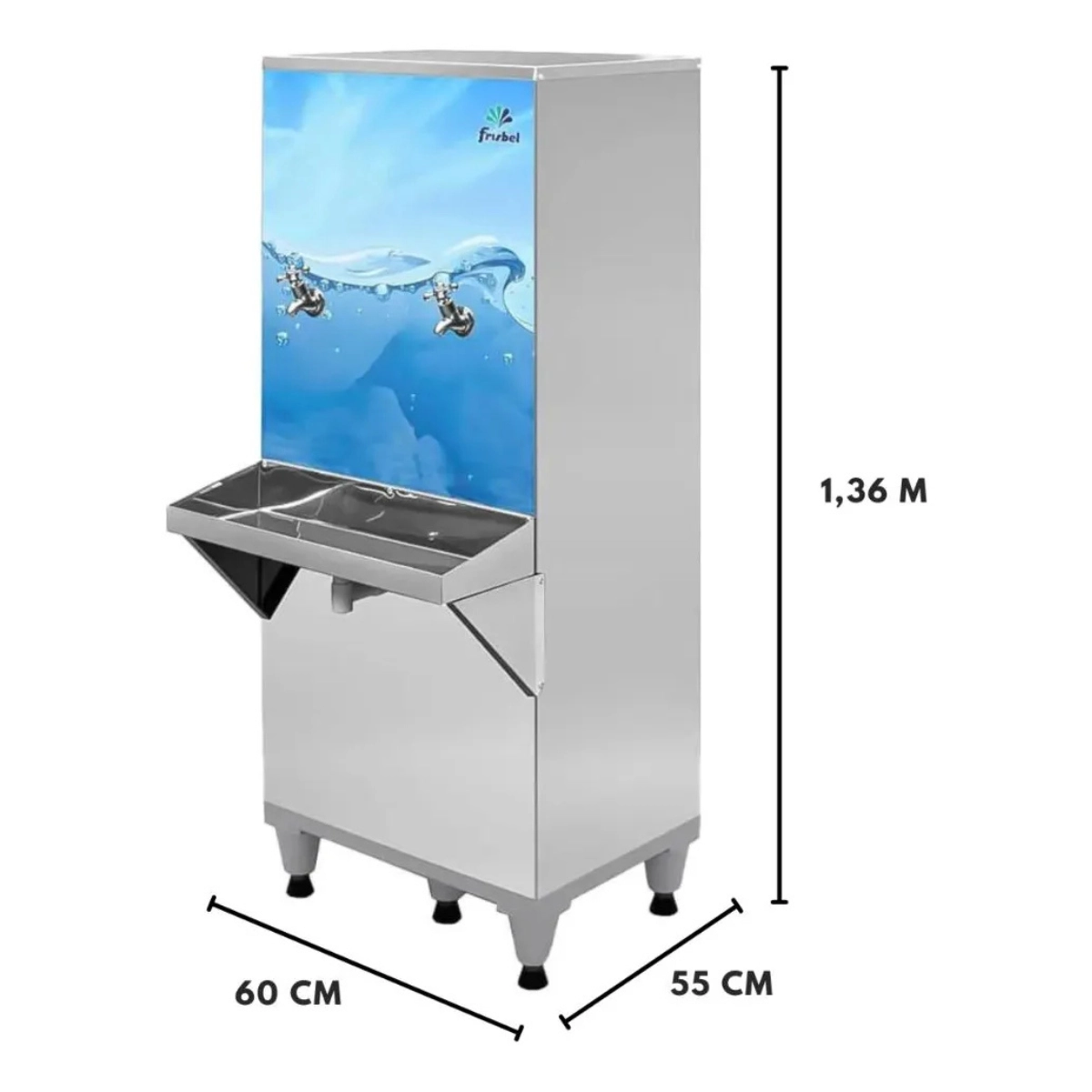 BEBEDOURO DE COLUNA INOX 50 LITROS FRISBEL 1 GELADA E 1 NATURAL 127V