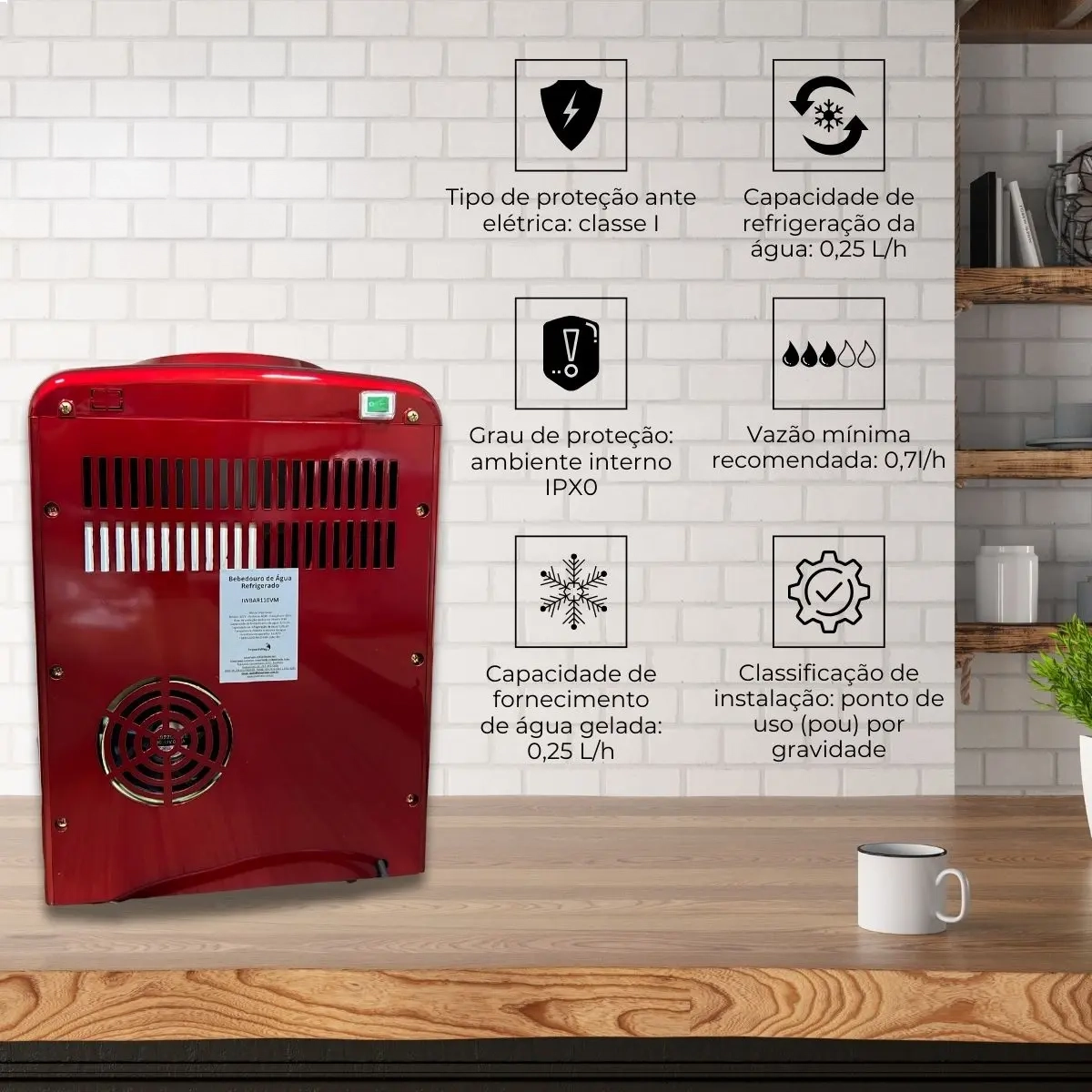 BEBEDOURO DE ÁGUA REFRIGERADO IMPORTWAY IWBAR VERMELHO 110V