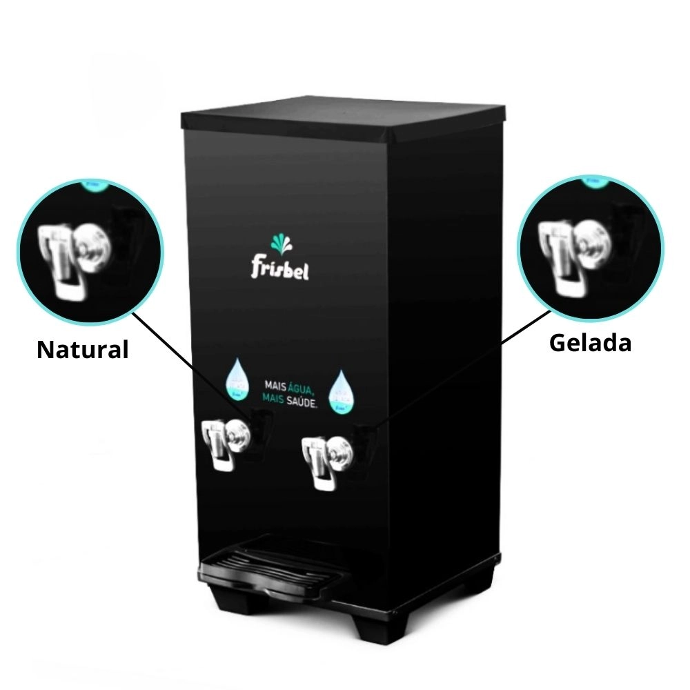 Bebedouro Industrial de Bancada 1 Gelada 1 Natural 25 Litros 127v Office Black Frisbel