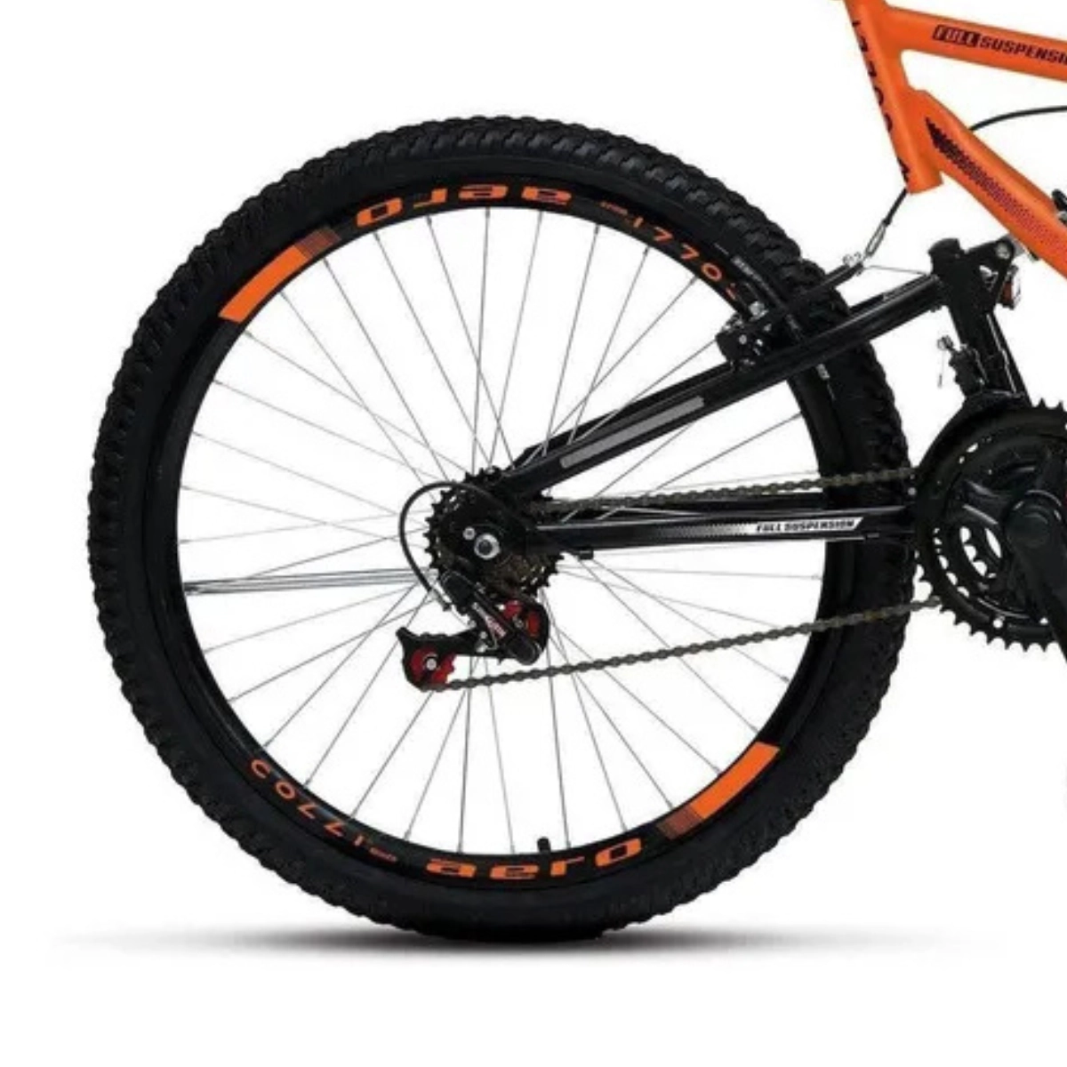 BICICLETA ARO 26 COLLI GPS V-BRAKE SUSPENSÃO FULL LARANJA NEON 18