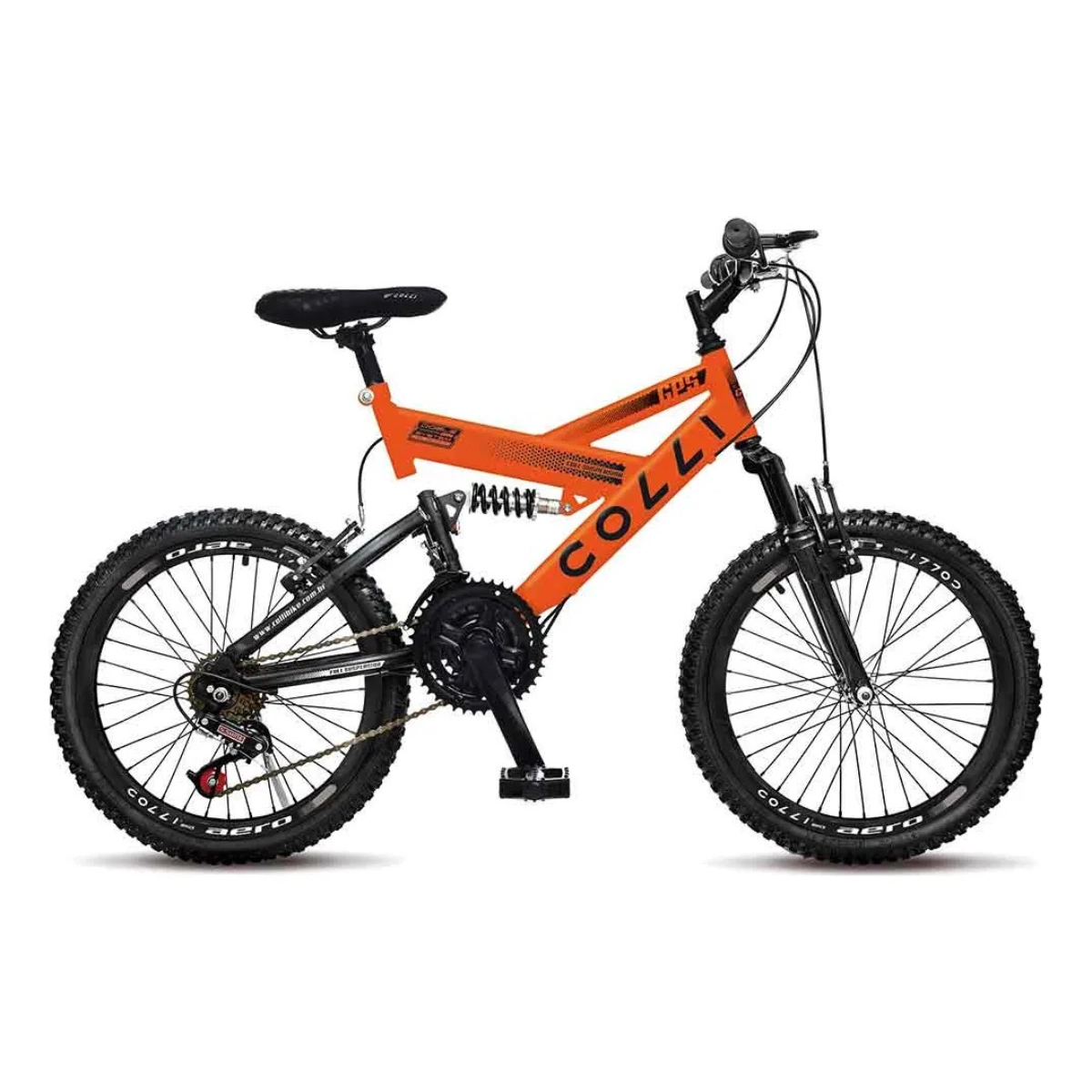 BICICLETA COLLI GPS DUPLA SUSP. FULL A.20 36R 21V LARANJA NEON