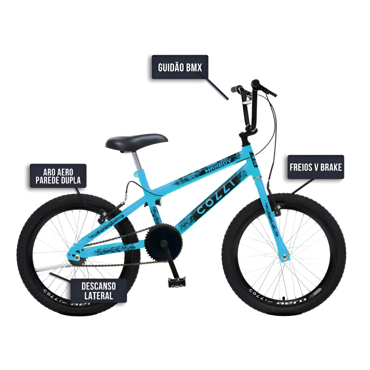 BICICLETA COLLI MAX BOY CROSS ARO 20 COR AZUL TAMANHO DO QUADRO 12 BICICLETA COLLI MAX BOY CROSS ARO 20 COR AZUL TAMANHO DO QUADRO 12