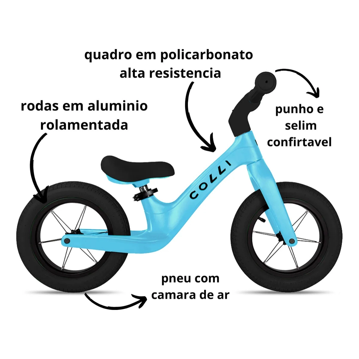 BICICLETA DE EQUILÍBRIO COLLI PITUKINHA BALANCE INFANTIL AZUL BICICLETA DE EQUILÍBRIO COLLI PITUKINHA BALANCE INFANTIL AZUL