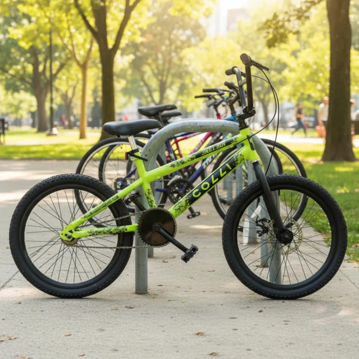 BICICLETA INFANTIL COLLI SKILL BOY ARO 20 COM FREIO A DISCO AMARELO NEON