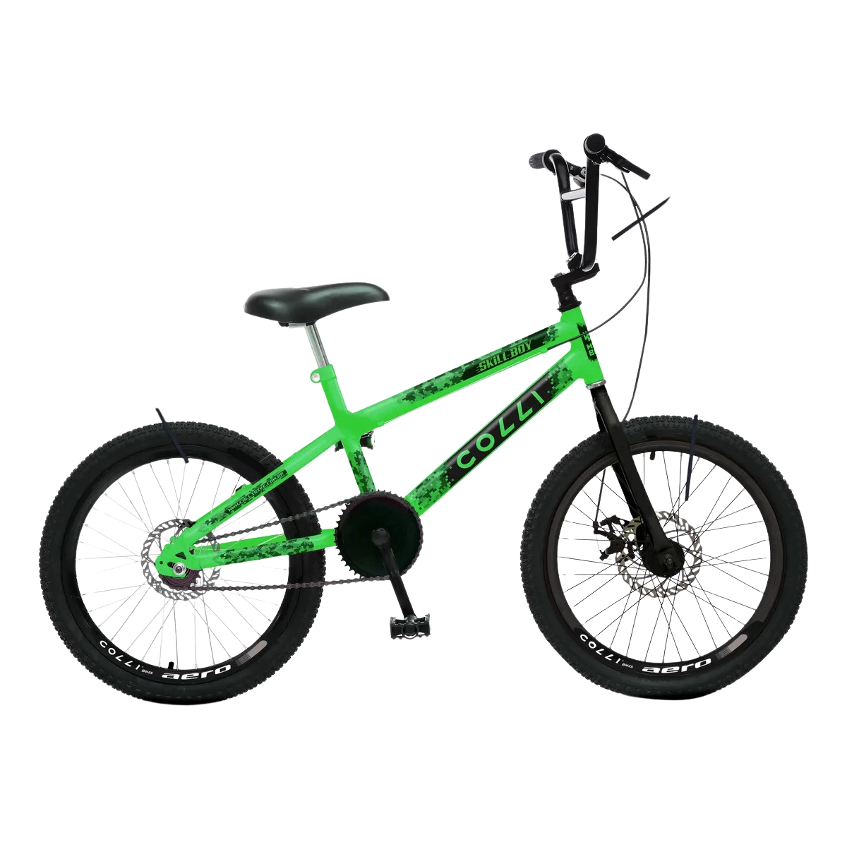 BICICLETA INFANTIL COLLI SKILL BOY ARO 20 COM FREIO A DISCO VERDE NEON