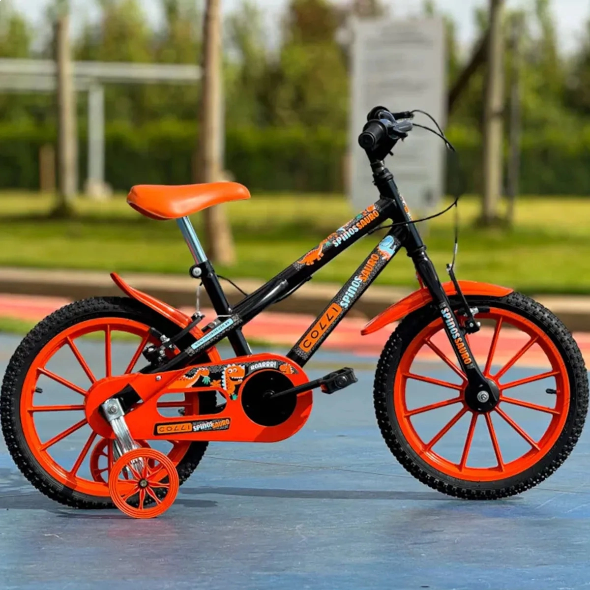 BICICLETA INFANTIL COLLI SPINOSSAURO AVENTURAS PRETO ARO 16 PRETO FOSCO 12