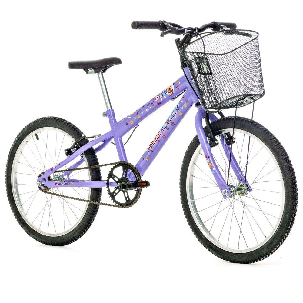 BICICLETA KISS C/ CESTO LILÁS ARO 16 V-BRAKE FREE ACTION