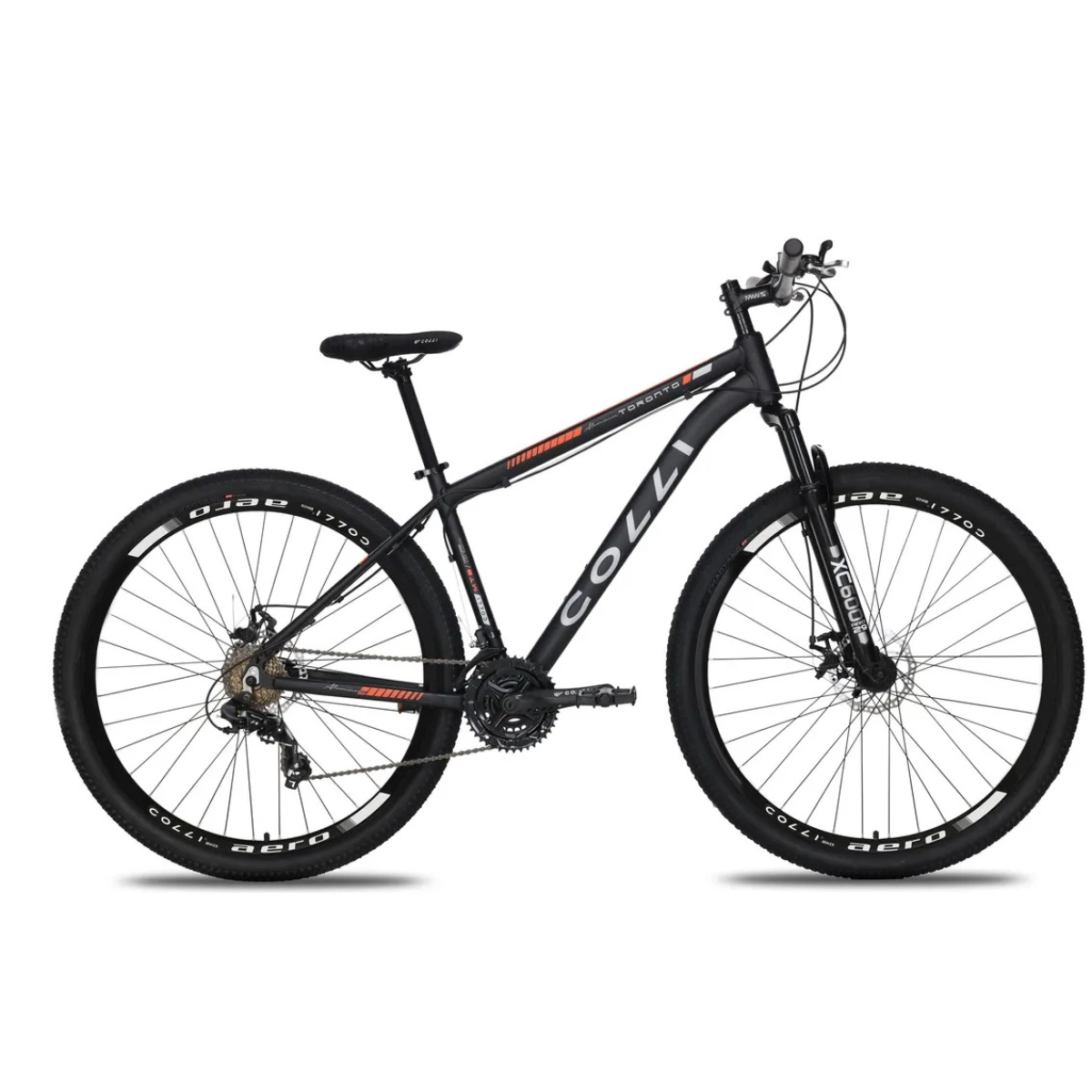 BICICLETA TORONTO ALUMINIO PRETO/LARANJA QUADRO 17 ARO 29 COLLI