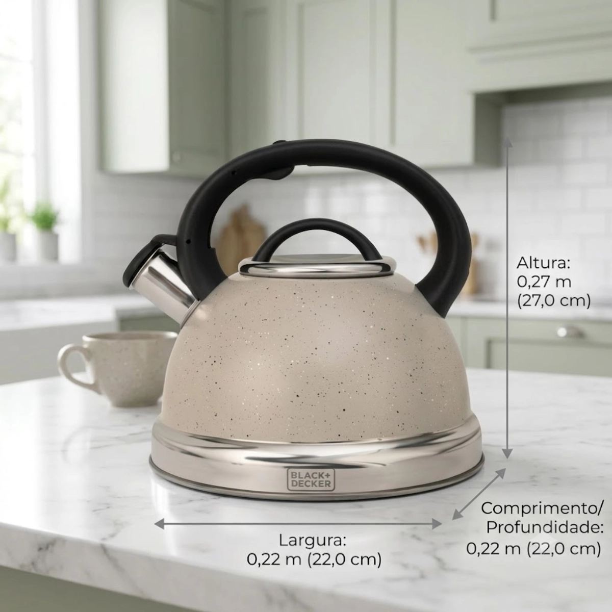 Black+decker Chaleira com Apito 3 Litros Steam&amp;stone - Corpo em Aco Inoxidavel com Cabo em Nylon e A