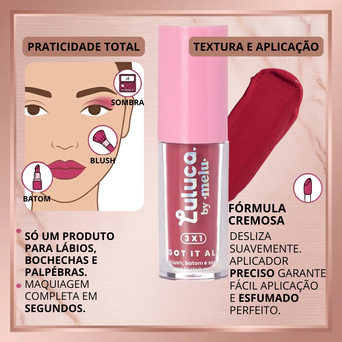 BLUSH BATOM SOMBRA 3 EM 1 GOT IT ALL KINDA SLAY LULUCA BY MELU