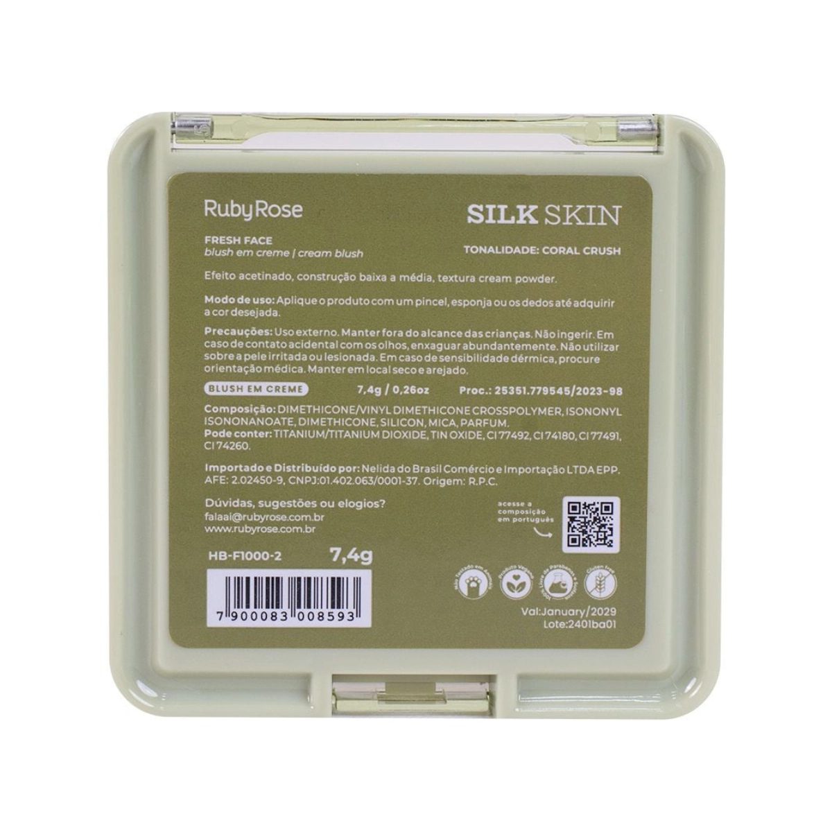 BLUSH EM CREME FRESH FACE HBF10002 CORAL CRUSH SILK SKIN RUBY ROSE
